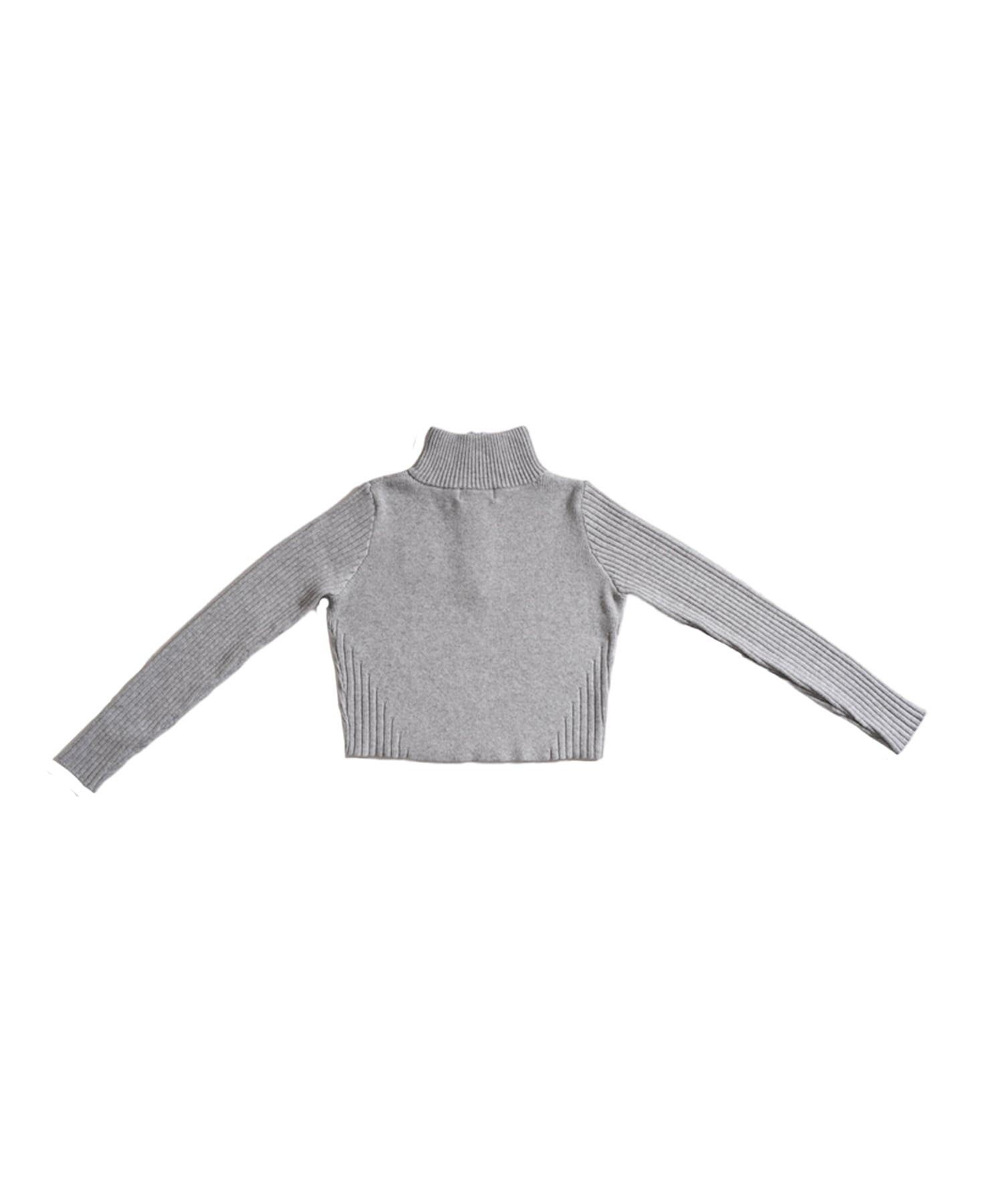 Front zip logo chenille rib top