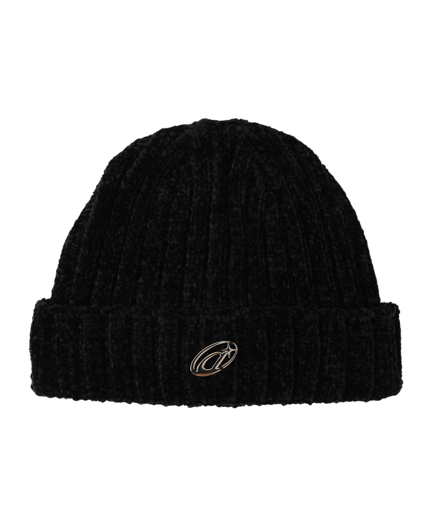 Point logo mole knit cap