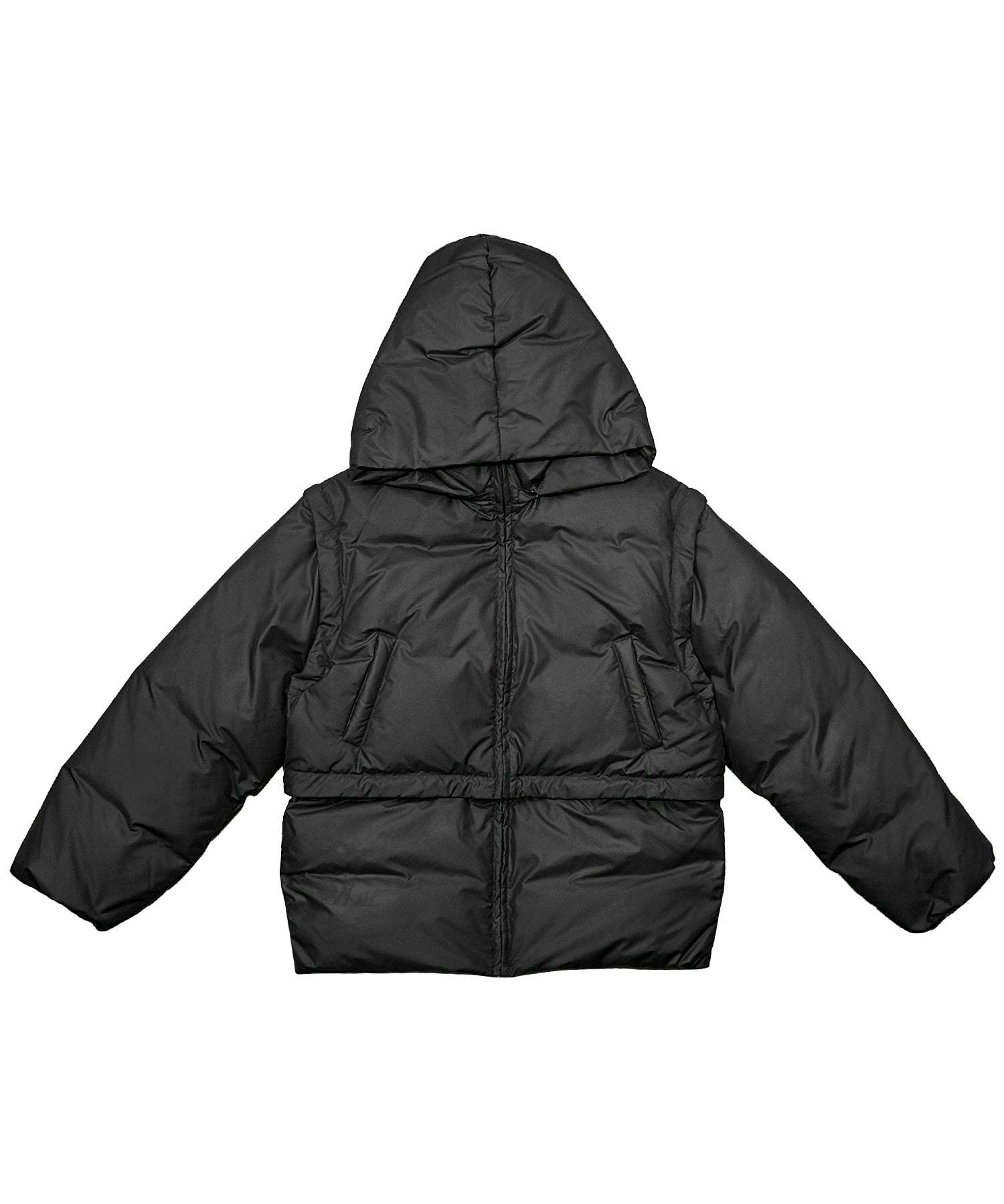 Multi way hooded down jacket