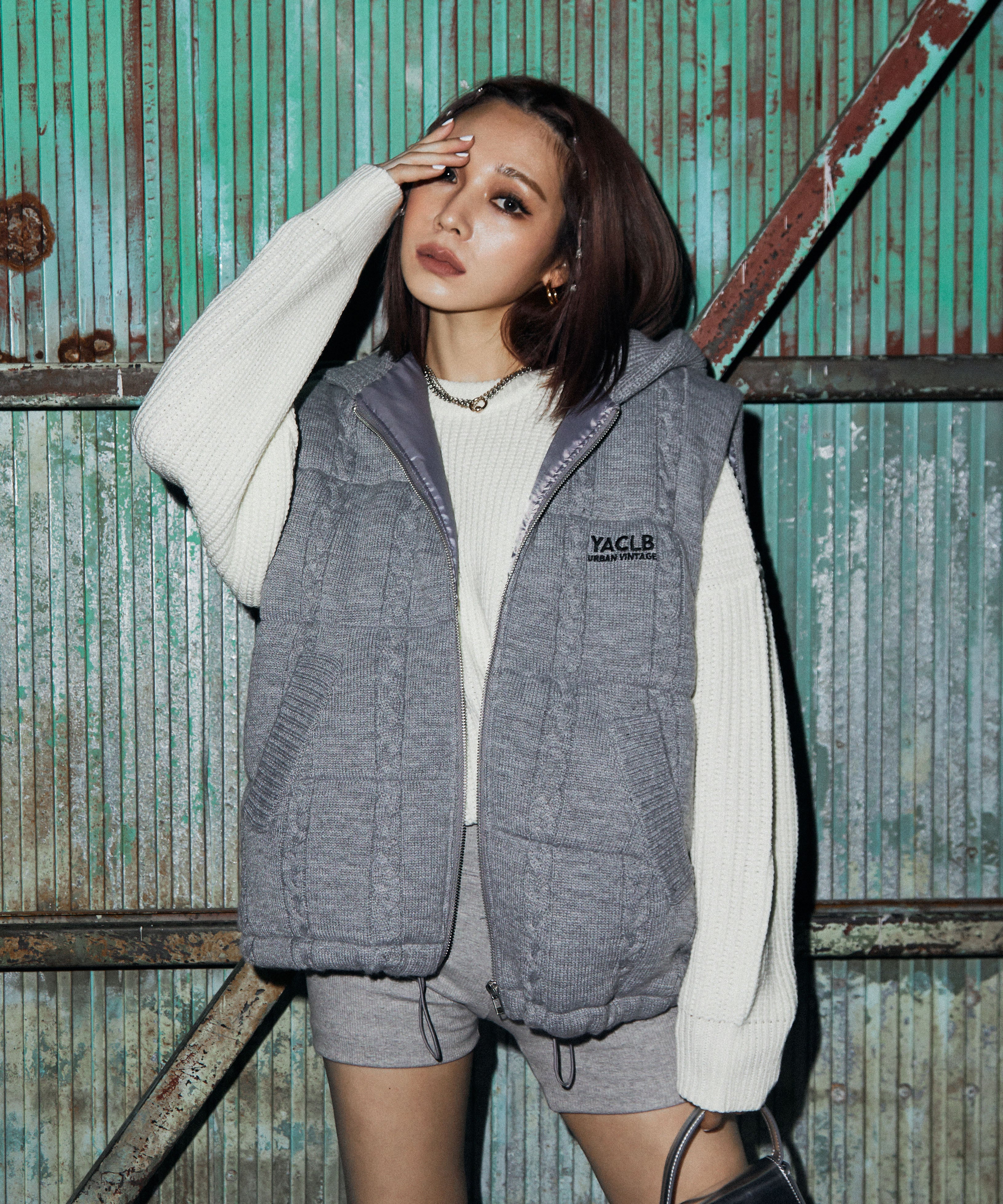 YUKA FURUKAWA×ACLENT Hooded knit vest