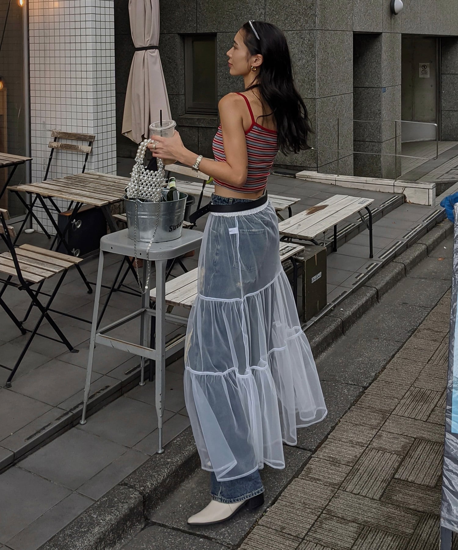 Tulle tiered long skirt