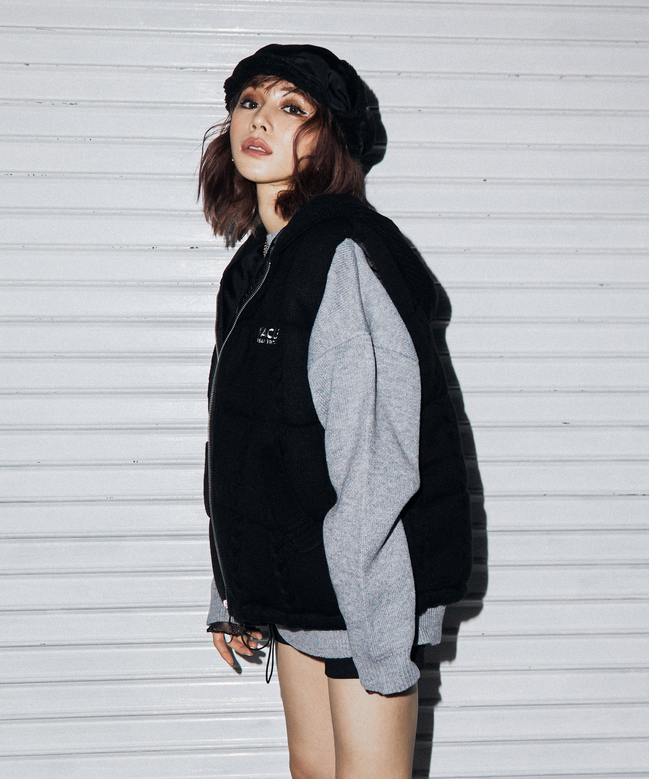 YUKA FURUKAWA×ACLENT Hooded knit vest