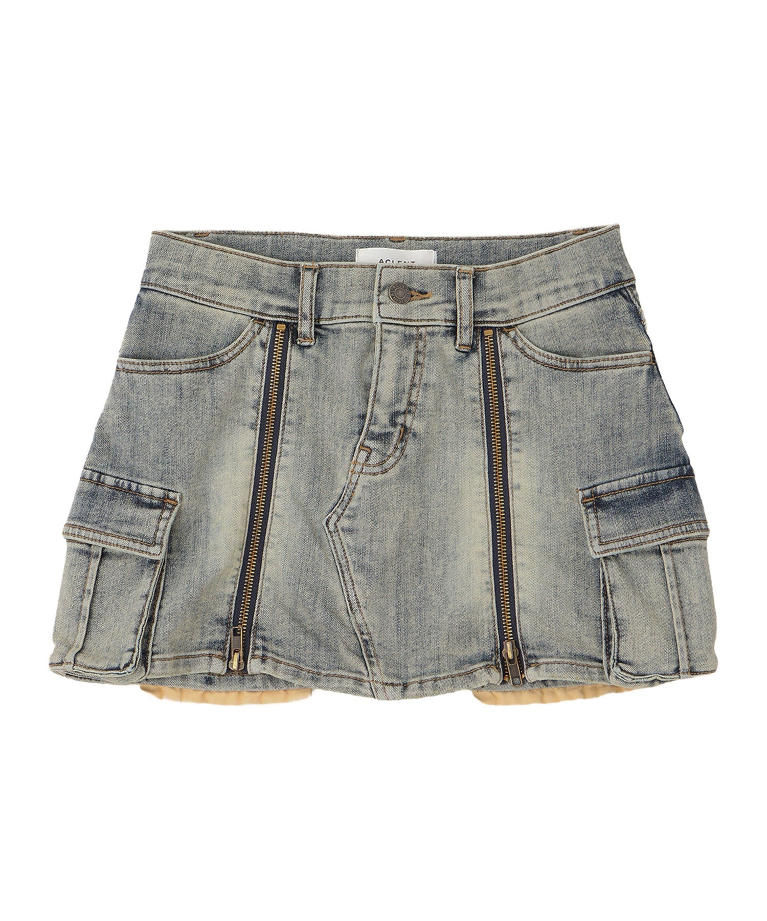 Zip slit denim mini skirt Ⅱ